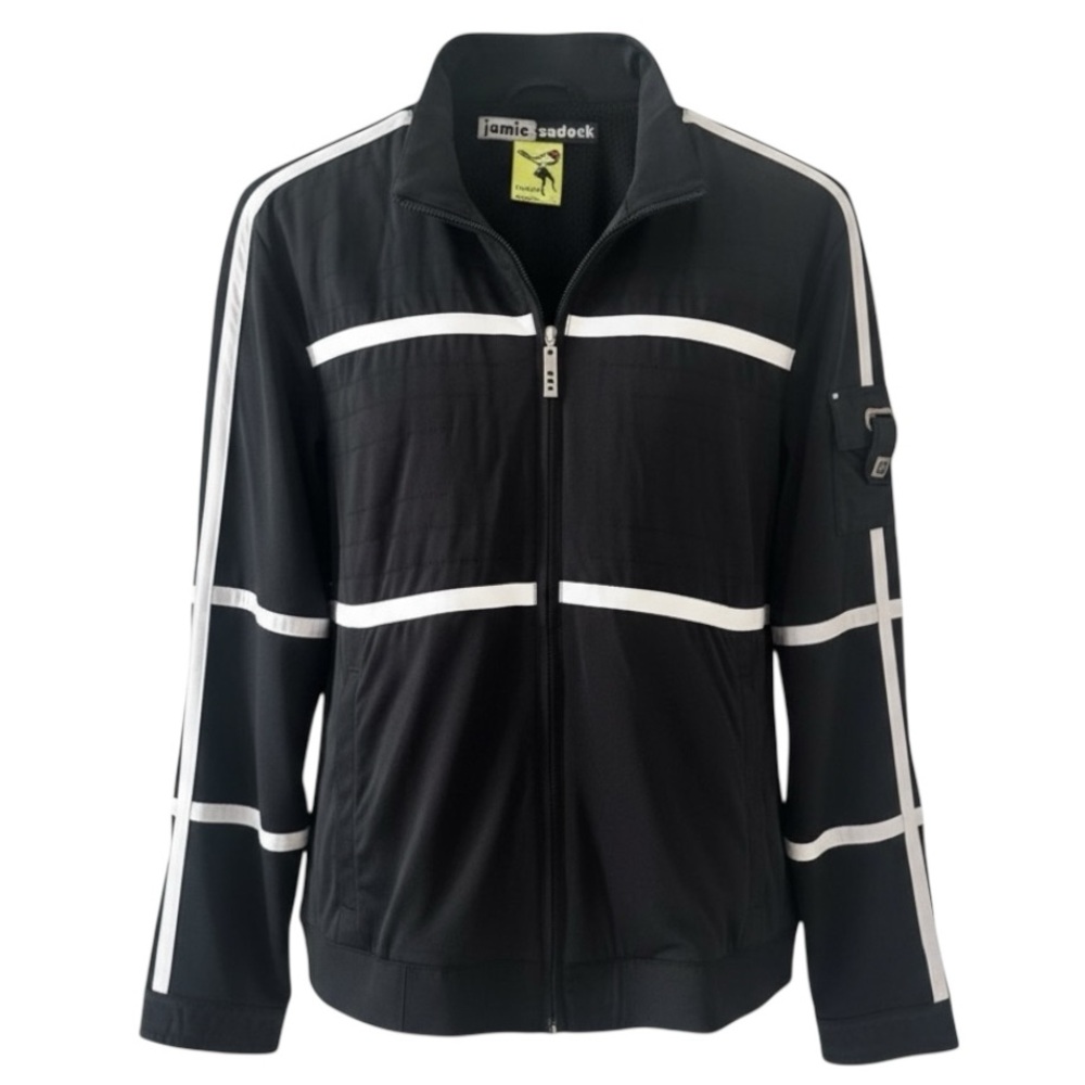 Jamie Sadock Black and White Full Zip Athletic Jacket Size Large